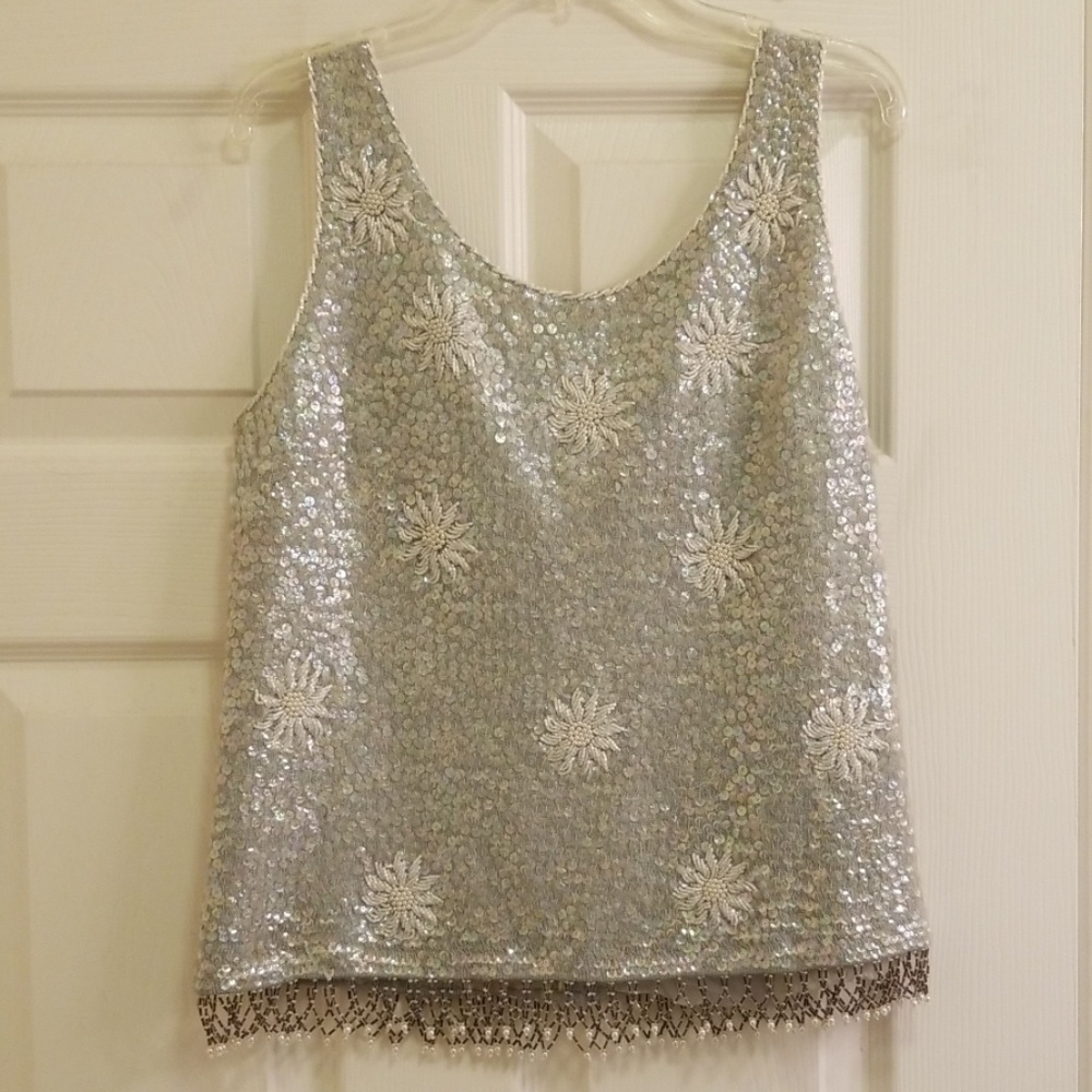 Vintage pale blue-green flapper top